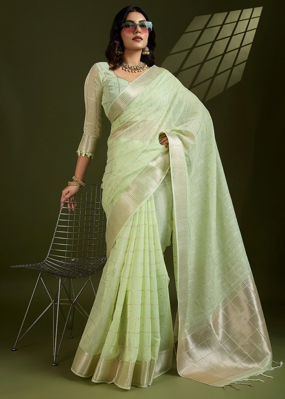 Blended Soft Silk Saree with Woven Pallu-003