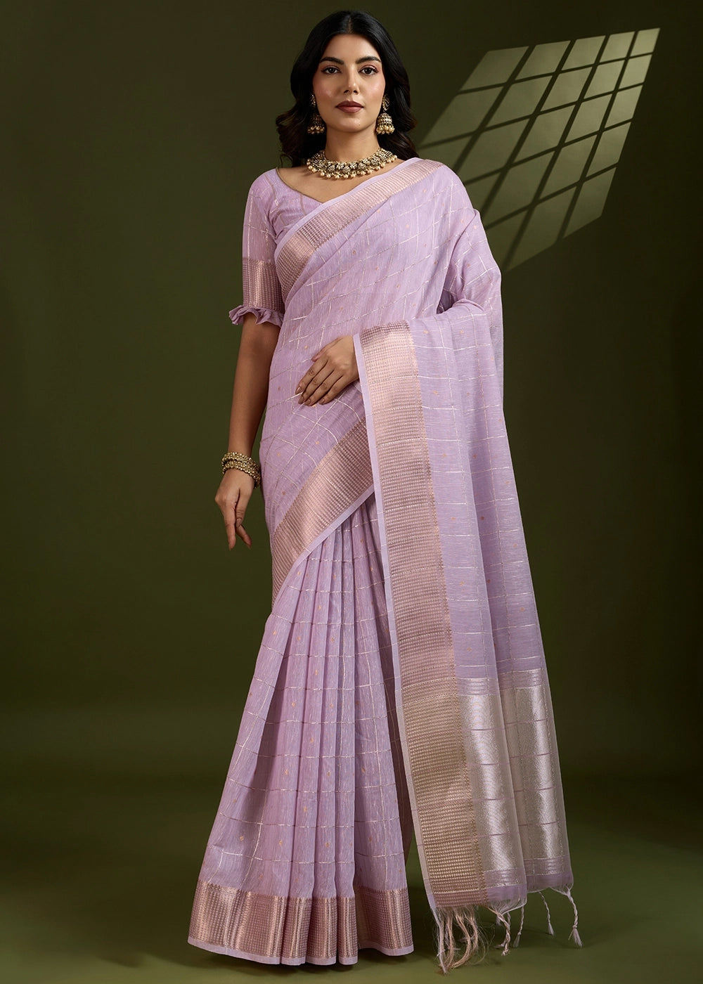 Blended Soft Silk Saree with Woven Pallu-004