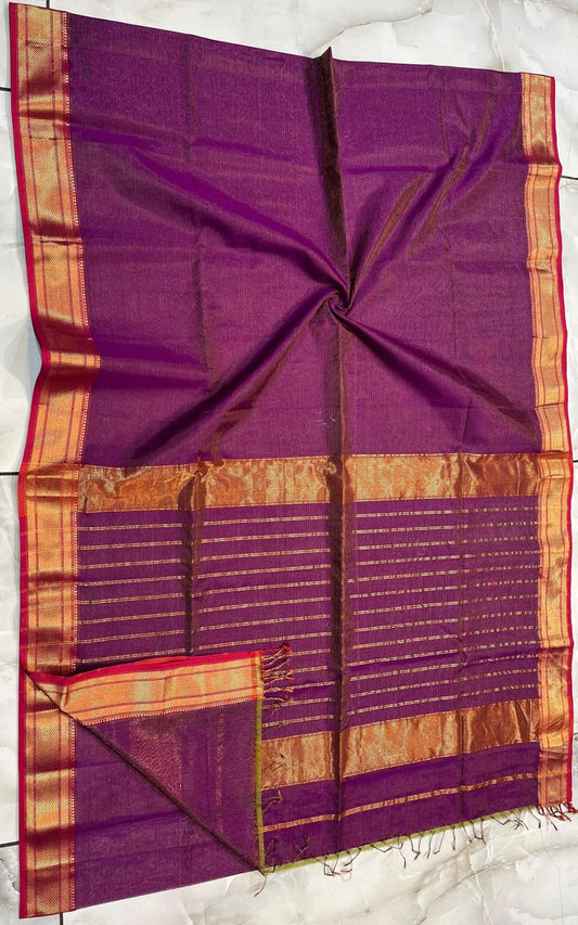 Maheshwari Handwoven Tissue Saree- 020