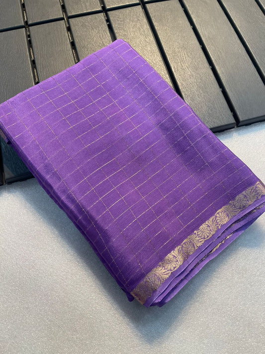 Pure Chinon Chiffon Saree With Pallu & Running Blouse- 003