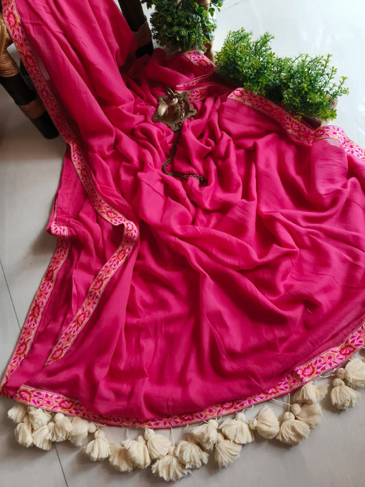 Pure Mulmul Saree with Elegant Lace- 005