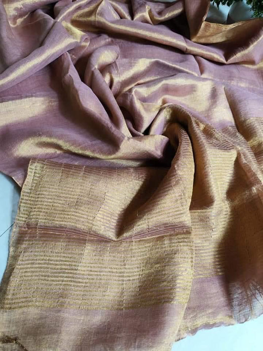 Luxurious Soft Tissue Linen Saree with Running Blouse Piece- 001