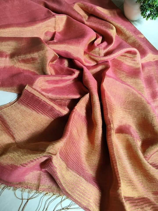 Luxurious Soft Tissue Linen Saree with Running Blouse Piece- 003