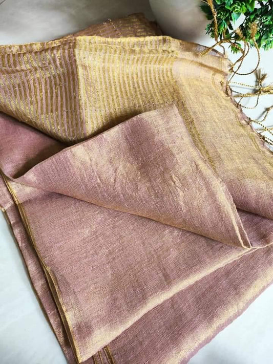 Luxurious Soft Tissue Linen Saree with Running Blouse Piece- 006