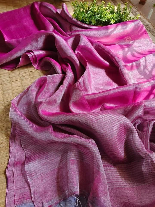 Luxurious Soft Tissue Linen Saree with Running Blouse Piece- 014