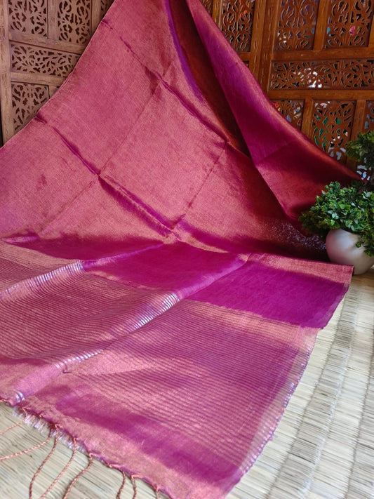 Luxurious Soft Tissue Linen Saree with Running Blouse Piece- 018