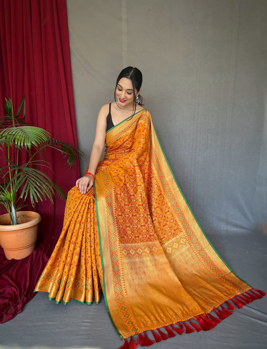 Patola Silk Saree with Patola Fusion-003