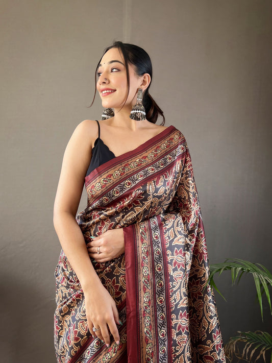 Elegant  Silk Saree with Digital Print Concept-002