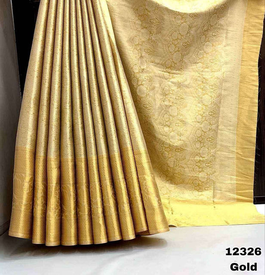 Luxurious Silk Saree with Gold Zari Weaving and Rich Weaving Pallu