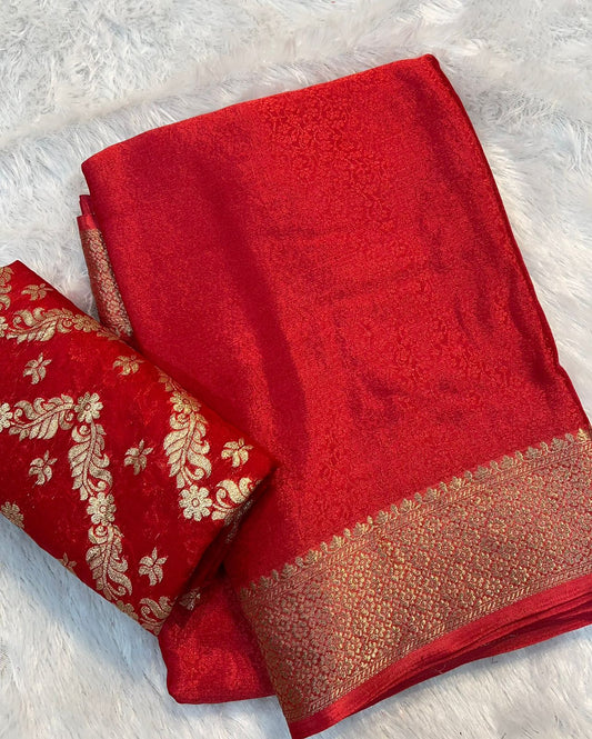 Pure Chinon Chiffon Saree with Zari Weaving Border-001