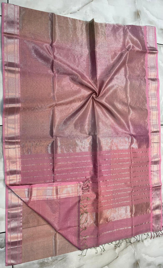 Maheshwari Handwoven Tissue Saree- 017