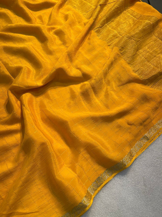 Pure Chinon Chiffon Saree With Pallu & Running Blouse- 001