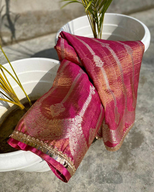 Banarasi Handloom Tissue Crushed Silk Saree