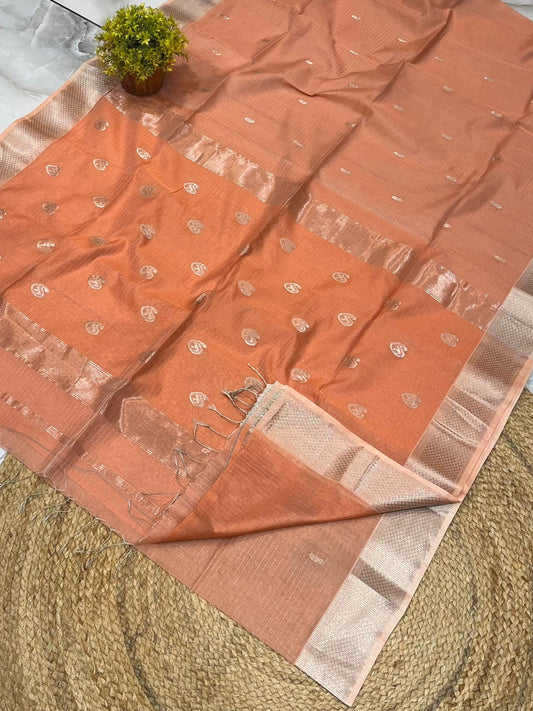 Traditional Pure Maheshwari Handloom Tissue Small Jari Chex-002