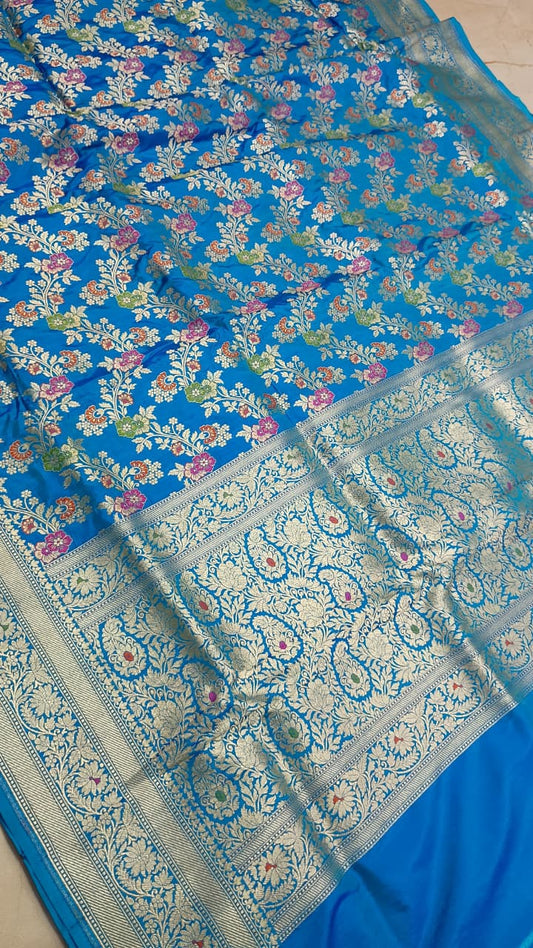 Banarasi Pure Katan Silk Saree with Handwoven Meenakari & Pure Gold Zari Work- KT002