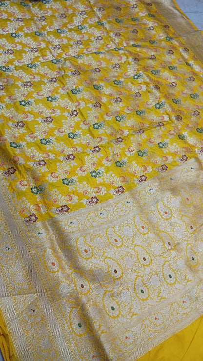 Banarasi Pure Katan Silk Saree with Handwoven Meenakari & Pure Gold Zari Work- KT003