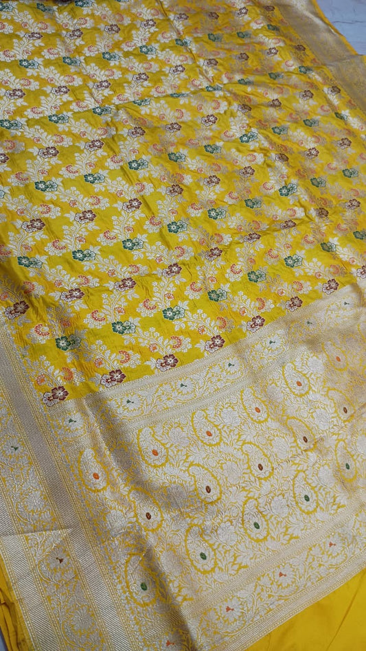 Banarasi Pure Katan Silk Saree with Handwoven Meenakari & Pure Gold Zari Work- KT003