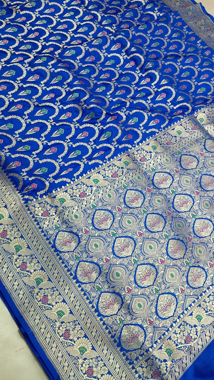 Banarasi Pure Katan Silk Saree with Handwoven Meenakari & Pure Gold Zari Work- KT001