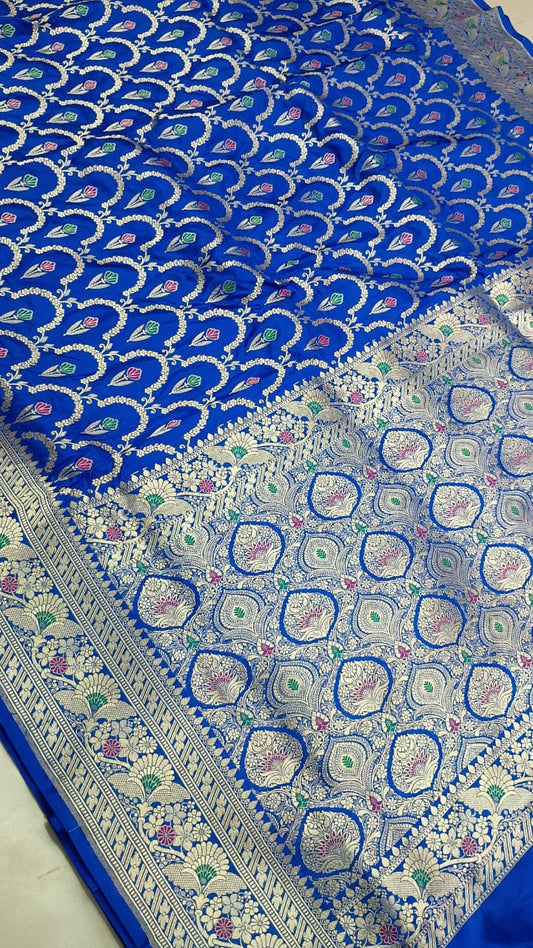 Banarasi Pure Katan Silk Saree with Handwoven Meenakari & Pure Gold Zari Work- KT001