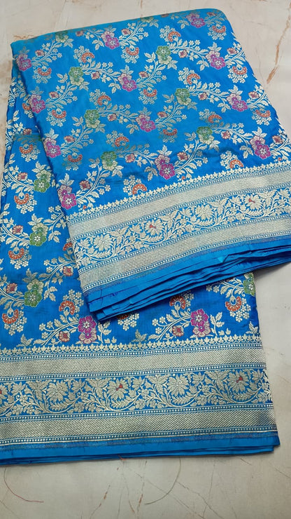 Banarasi Pure Katan Silk Saree with Handwoven Meenakari & Pure Gold Zari Work- KT002