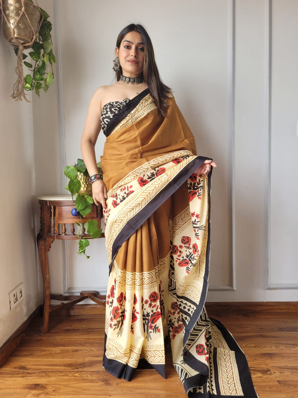 Printed Cotton Mulmul Sarees with Blouse 012