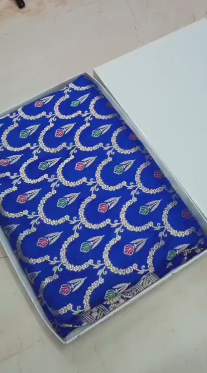 Banarasi Pure Katan Silk Saree with Handwoven Meenakari & Pure Gold Zari Work- KT001