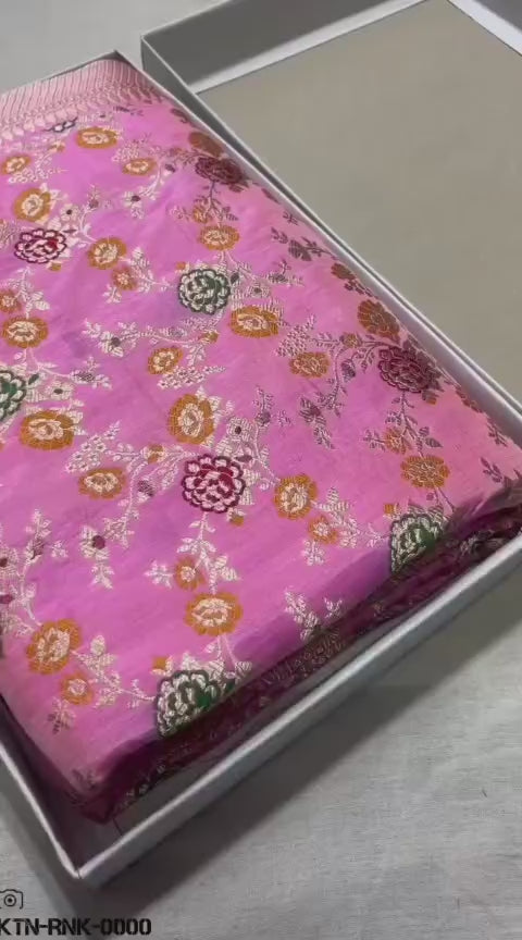 Exclusive Banarasi Pure Handloom Katan Silk Saree with Meenakari & Gold-Silver Zari- KT0013