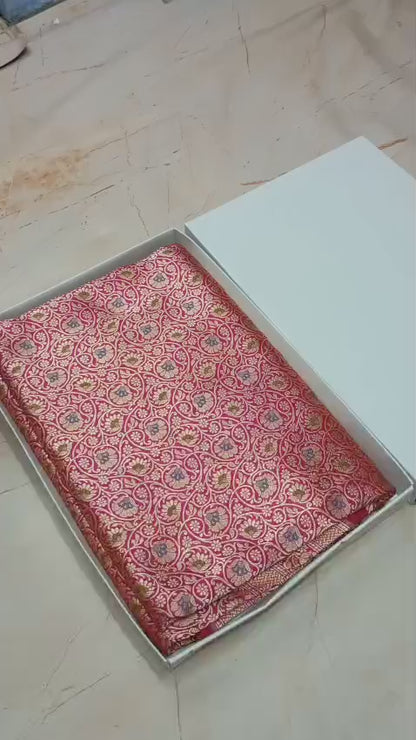 Banarasi Pure Katan Silk Saree with Handwoven Meenakari & Pure Gold Zari Work- KT004