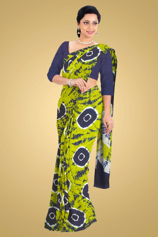 Bagru Block Print Cotton Mulmul Saree (Product Code - 025)