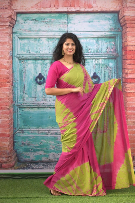 Bagru Block Print Cotton Mulmul Saree (Product Code - 027)