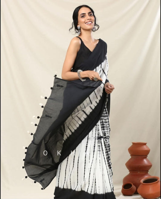 Bagru Block Print Cotton Mulmul Saree (Product Code - 026)